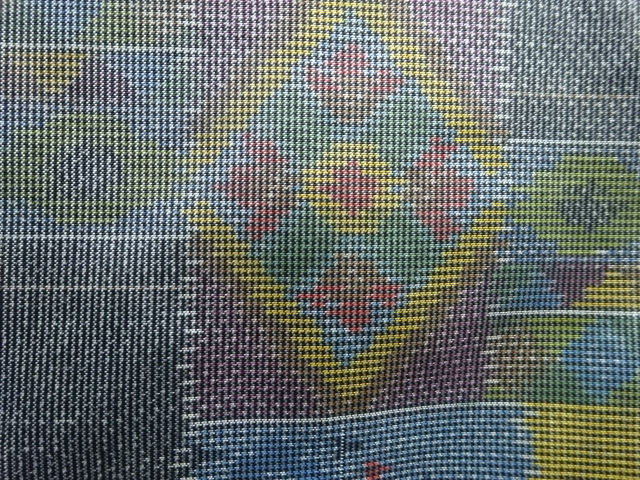 JAPANESE KIMONO / ANTIQUE KIMONO / DORO OSHIMA TSUMUGI / SILK / WOVEN GEOMETRIC